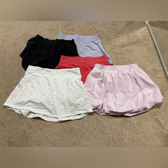 Bundle of 5 Lululemon skirts and shorts size 6